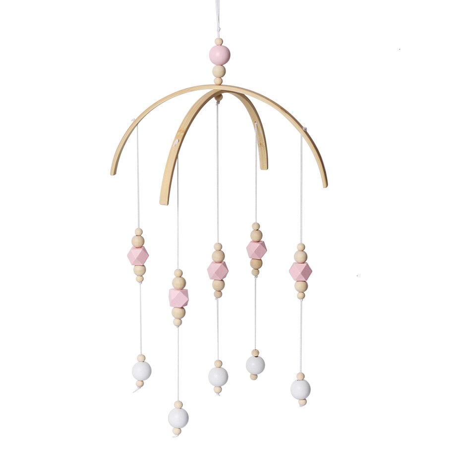 Nuovo Bella in Legno Carillon di Vento Campana Del bambino Giocattoli Mobili Perline di Legno Presepe nordico Decorazione: rosa