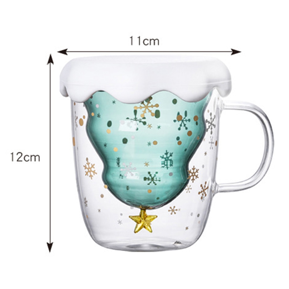 3d gjennomsiktig dobbelt anti-skolding glass juletre stjerne kopp kaffe kopp melk juice kopp barnas jul