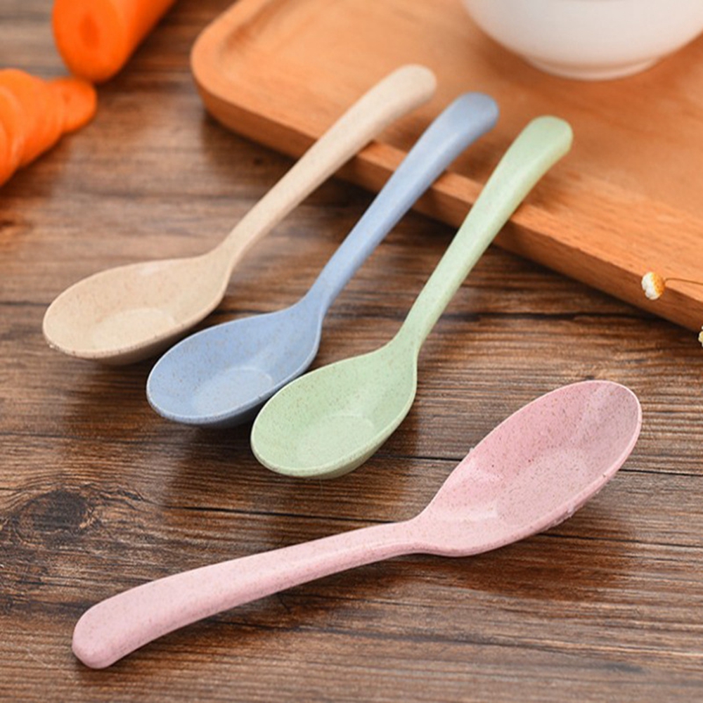 1PC Popular Wheat Straw Soup Spoon Long Handle Kids Soup Spoon Portable Tableware Eco Friendly Flatware Kitchen Tool
