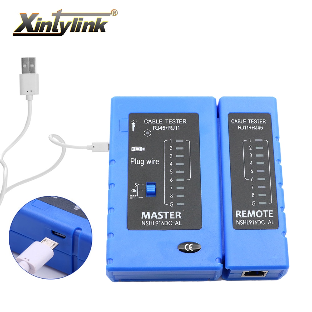 Xintylink – testeur de réseau micro usb rj45, outil de test de réseau, fil RJ11 rj12 ligne téléphone 8p8c 6p4c rg45 rj 45 câble ethernet lan test de série