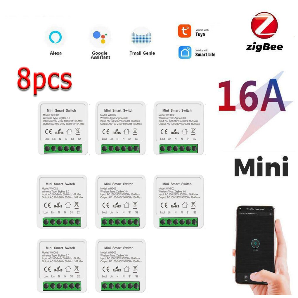 Tuya Zigbee 3.0 Smart Licht Schakelaar, Smart Home Automation Diy Module Breaker Ondersteuning 2 Way Control, werkt Met Alexa Google Thuis