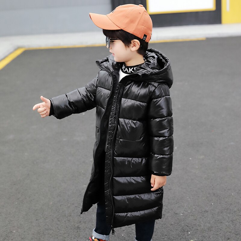 Jacket For Boys Brand Hooded Winter Long Style Solid Color Parkas Infant Toddler Thick Coat Kids Clothes 2 3 4 5 6 7Yrs