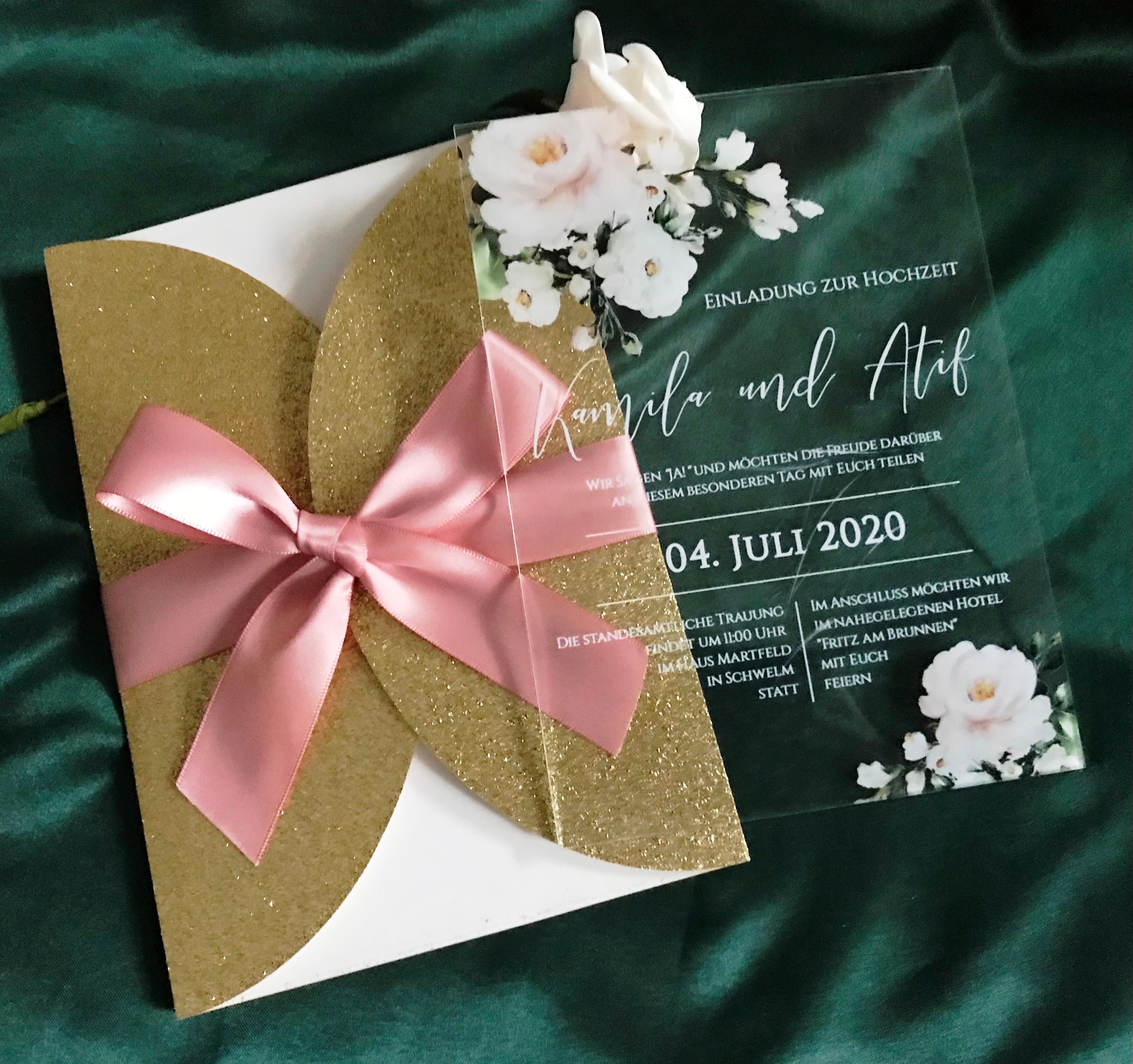 Glitter Gold Sheet with Ribbon,Acrylic Wedding Invitations,Custm 10pcs Acrylic Quinceanera Invitations,Acrylic Invitations