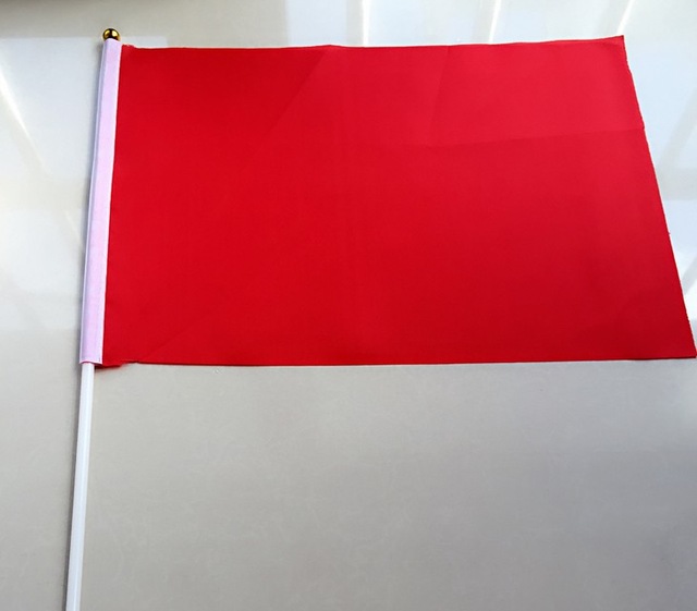14X21cm Kleine Vlaggen Zwaaien Rood Geel Blauw Groen Roze Kleur Drijvende Vlag Pure Kleur Vlaggen Ochtend Oefeningen Vlag Gratis: red