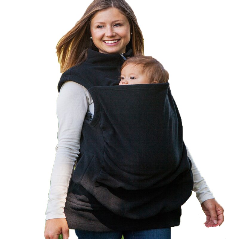 Gravid amning hoodie dam känguru hoodie ärmlös väst ytterkläder kappa jacka för bärselar