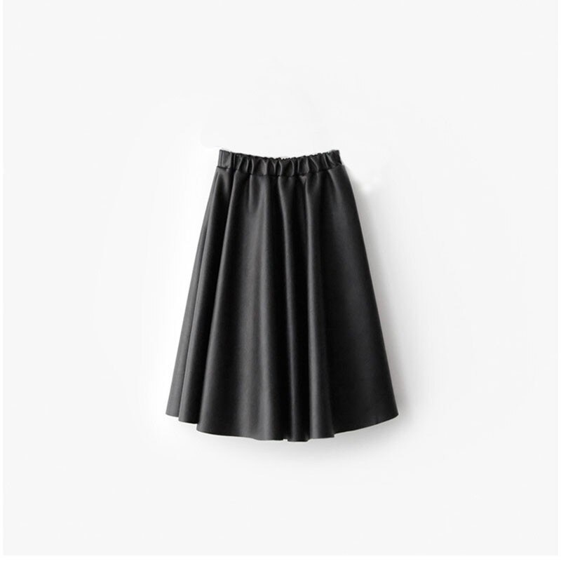 PU skórzane spódnice dla dziewczynek solidny kolor maluch spódnica dzieci długa wiosna jesień księżniczka rodzic-dziecko ubrania sukienka dla dzieci 2020