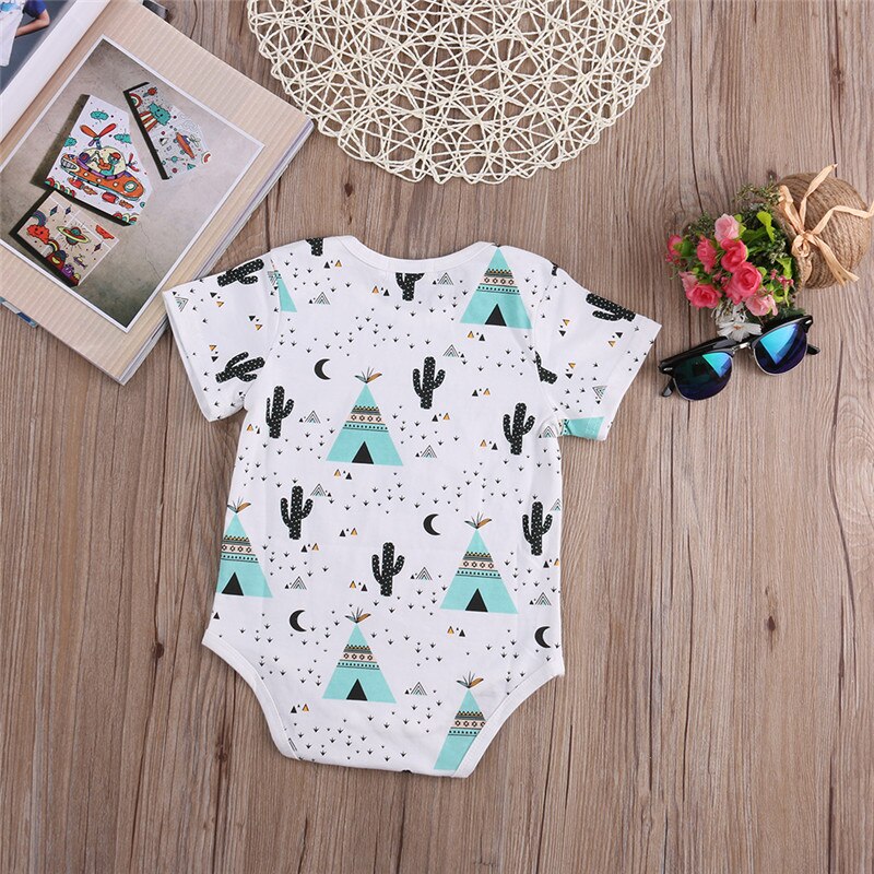 Summer baby boys clothes pineapple cactus pattern short sleeve infant cotton jumpsuit newborn baby girl rompers