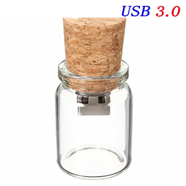 JASTER USB 3.0 floating bottle pendrive 4GB 8GB 16GB 32GB 64GB wish bottles cork usb flash drive memory Stick wedding: 16GB / White