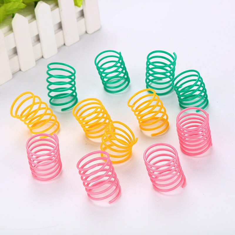 Juguete de Primavera de plástico para gatos, muelles en espiral de colores para mascotas, juguetes interactivos duraderos de colores aleatorios