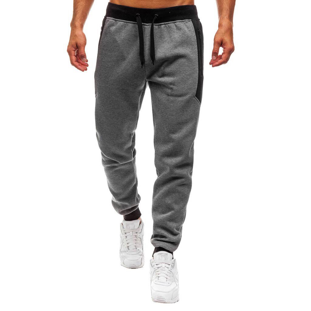 Joggingbroek Splicing Sport Broek Mannen Warme Broek Ritsvak Flexibele Losse Broek Mannen Werken Joggers Pantalones Hombre: Dark gary / L