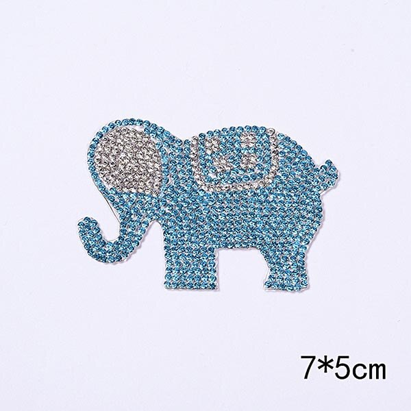 Dieren Strass Geappliceerd Accessoires Kleurrijke Hond En Eenhoorn Steentjes Naaien Voor Kleding Diy Decor Kid T-shirt Patch S-009: Elephant