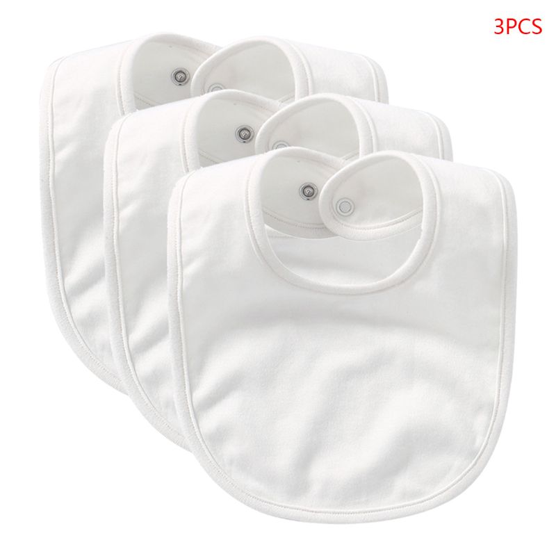 3Pcs Newborn Baby Toddler Bibs Solid Color Saliva Towel Feeding Burp Cloth Scarf: white