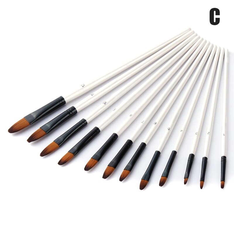 12pcs Artist Paint Brushes Set Acrylic Oil Watercolour Painting Craft Art Kit C44: 12pc Tongue C