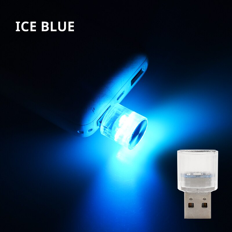 Samochodowa Mini lampy dekoracyjne oświetlenie otoczenia LED USB do środowiska wewnętrznego Auto komputer stancjonarny lampka przenośna wtyczka typu Plug Play: Kryształ niebieski