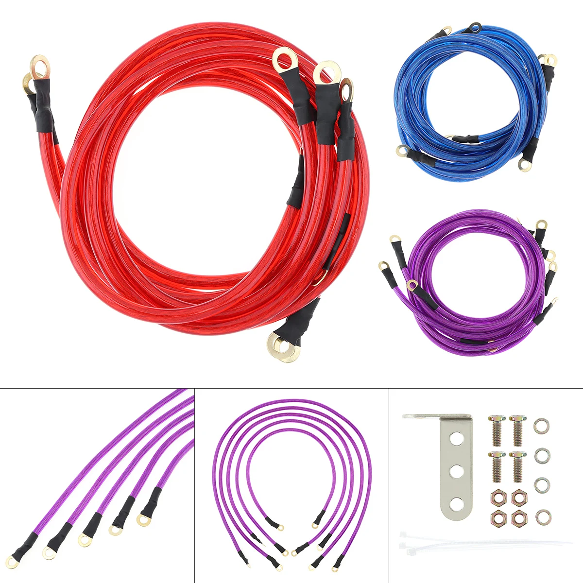 Universal Car Earth Ground Cables 5 Point Grounding Wire Kit High Performance Improve Power Auto Grounding Wire Cable Kit Parts
