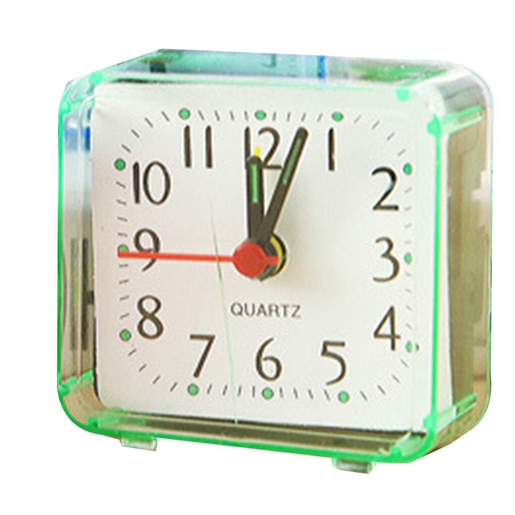 Table clock Square Small Bed Alarm Clock Transparent Case Compact Travel Alarm Clock Cute Portable Children Student Desk Clock: 4