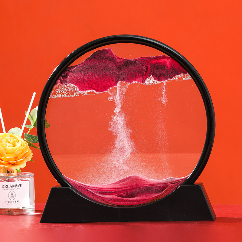 3D Bewegende Zand Kunst Foto 5/7Inch Zandloper Art Schilderen Diepzee Sandscape Vloeiende Zand Frame Rechthoek Ronde glas Home Decor