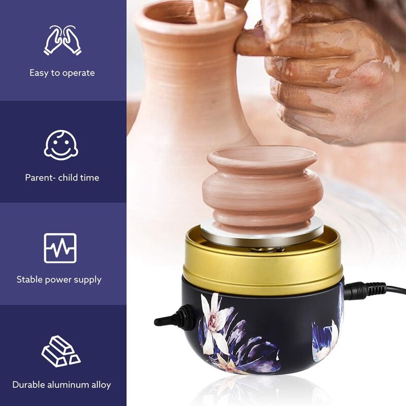 Bmbby-Mini Machine à tour de poterie, petite Machine électrique à former la poterie avec plateau pour le travail de céramique de bricolage, prise ue