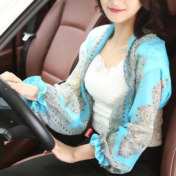 Ultralight Ademend Sunproof Mouw Shawl Geplooide Zomer Vrouwelijke Sjaals Effen Ruches Strand Chiffon Sjaal Voor Vrouwen
