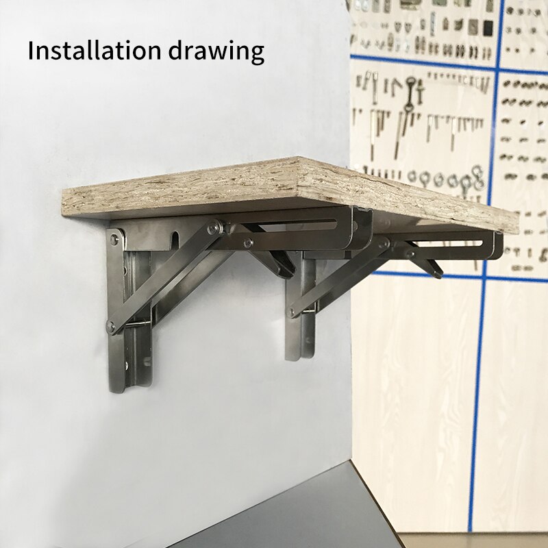 Stainless steel triangle bracket bracket furniture hardware household floor panel drag rack wall partition folding bracket