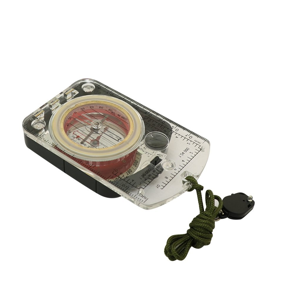 Outdoor Camping Orienteering Map Compass Sighting Mirror Compass With Adjustable Declination Clinometer And LED Light