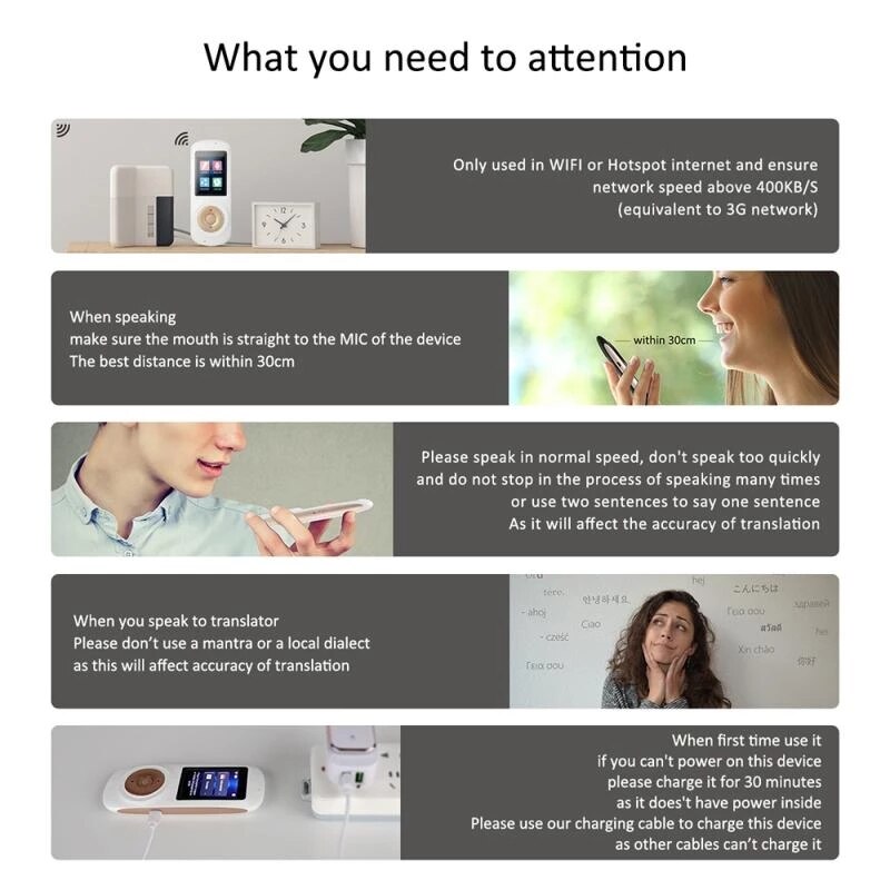 T2S – appareil de traduction vocale instantanée, avec WiFi, écran tactile intelligent de 2.4 pouces, pour l&#39;apprentissage, les voyages et les affaires