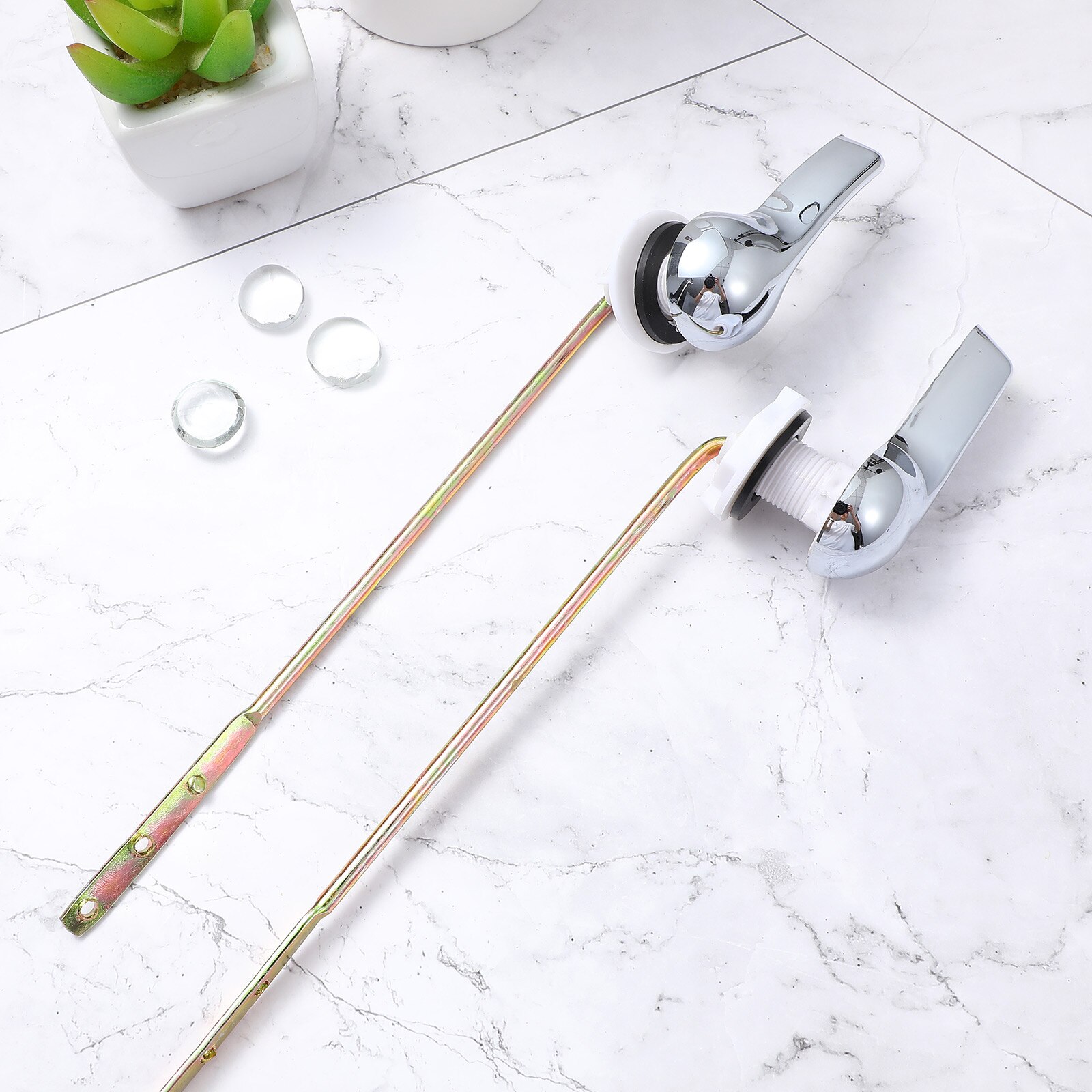 4pcs Toilet Tank Flush Lever Handle Universal Front Mount Toilet Handle Replacement Fits Most Toilets