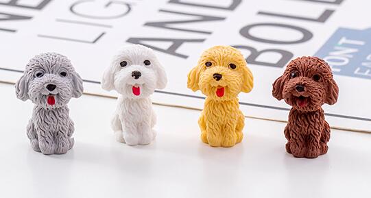 Nette Karikatur Teddy hund bleistift radiergummi Kreative Teddy Hund Schüler Bleistift Schreiben Zeichnung Korrektur Radiergummi Art Bleistift kappe: 4 Stck
