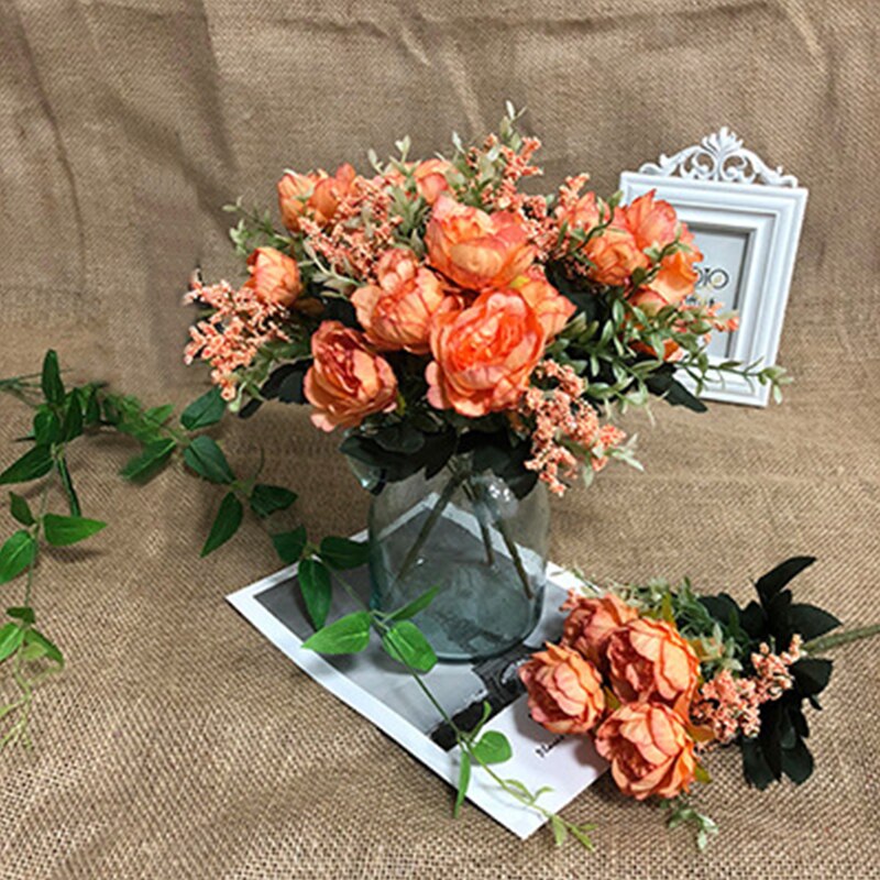 1Pc Kunstmatige Pioen Bloemen 32Cm Bloemen Boeket Decoratieve Nep Planten Voor Diy Wedding Festival Party Decoratie: D-1pc