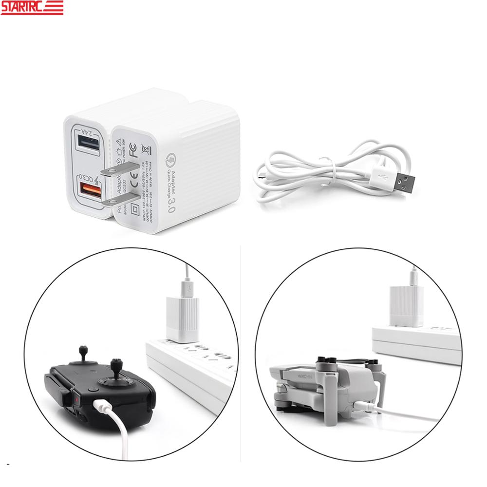 3.0 Quick Charge Adapter Dual Usb-poorten Lading Plug Met 1M QC Kabel Voor DJI Mavic Mini Drone Accessoires