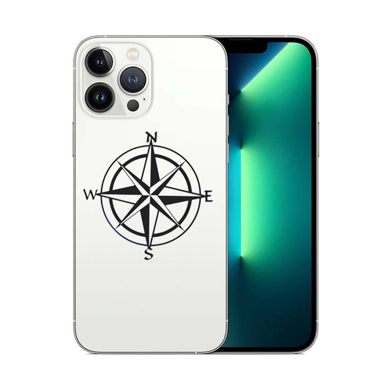 Autocollant boussole en vinyle , pour iPhone 13 Pro Max 12 Mini One Plus 10 Samsung Xiaomi Google Smartphone, décalcomanie Asus Mobile Skin: Black Decal