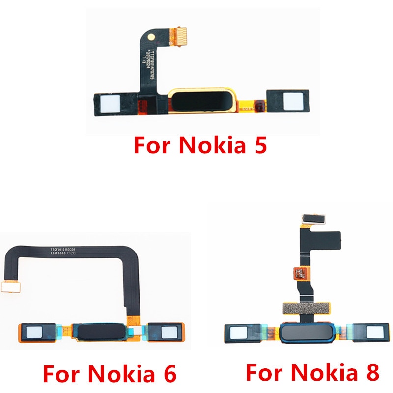 Botón de inicio, menú, tecla trasera, toque la huella dactilar, cinta del Sensor piezas de recambio de Cable Flex para Nokia 5 6 8