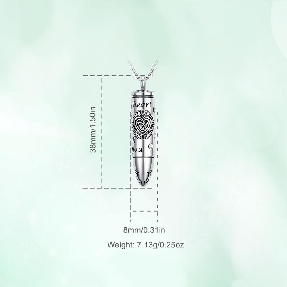 Eudora-colgante de urna de plata de ley 925 auténtica, cápsula de bala, urna de cenizas conmemorativa de cremación, collar, joyería Vintage, G018