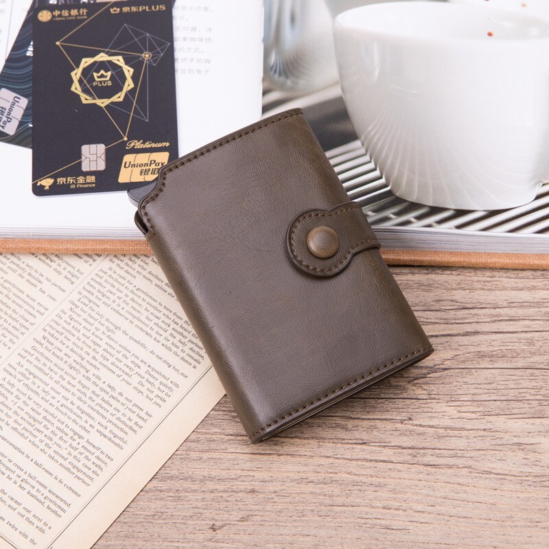 BISI GORO Neue Brieftasche RFID Verhindern PU Leder Vintage Karte Halter Männer und Frauen Geldbörse Carbon Brieftaschen fall: X-59  Coffee