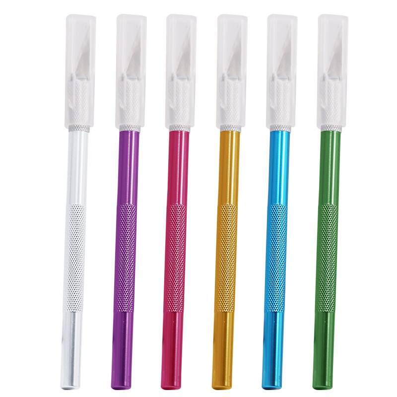 Cortador de bisturí antideslizante, cuchillas de acero inoxidable para manualidades, reparación de PCB, películas de cuero, herramienta multiusos DIY, 6 uds.