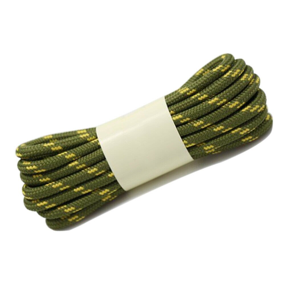 Lacets ronds longs et solides pour la marche en plein air, 1 paire: Army green-Yellow