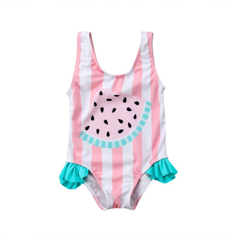 Småbarn barn bebis flickor vattenmelon volanger randig baddräkt badkläder bikini baddräkt barn flickor kläder