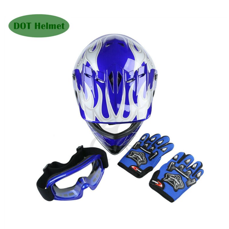 Dot Jeugd Helm Kind Kids Motorfiets Motocross Full Face Off-Road Dirt Bike Atv Sml Xl W/Goggles Handschoenen