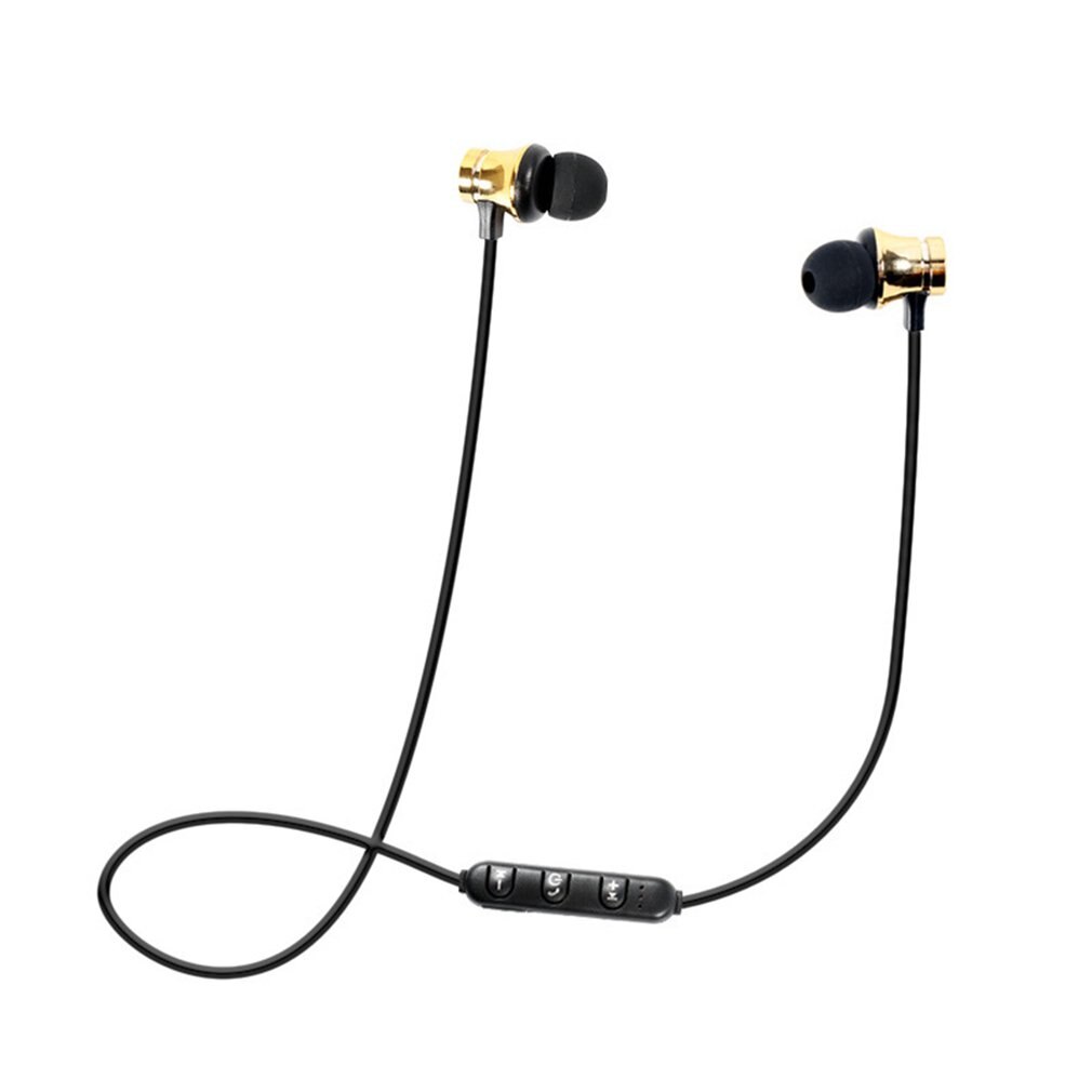 4.2 fone de ouvido bluetooth esportes neckband magnético sem fio fones estéreo música metal fones com microfone para todos os telefones: Gold