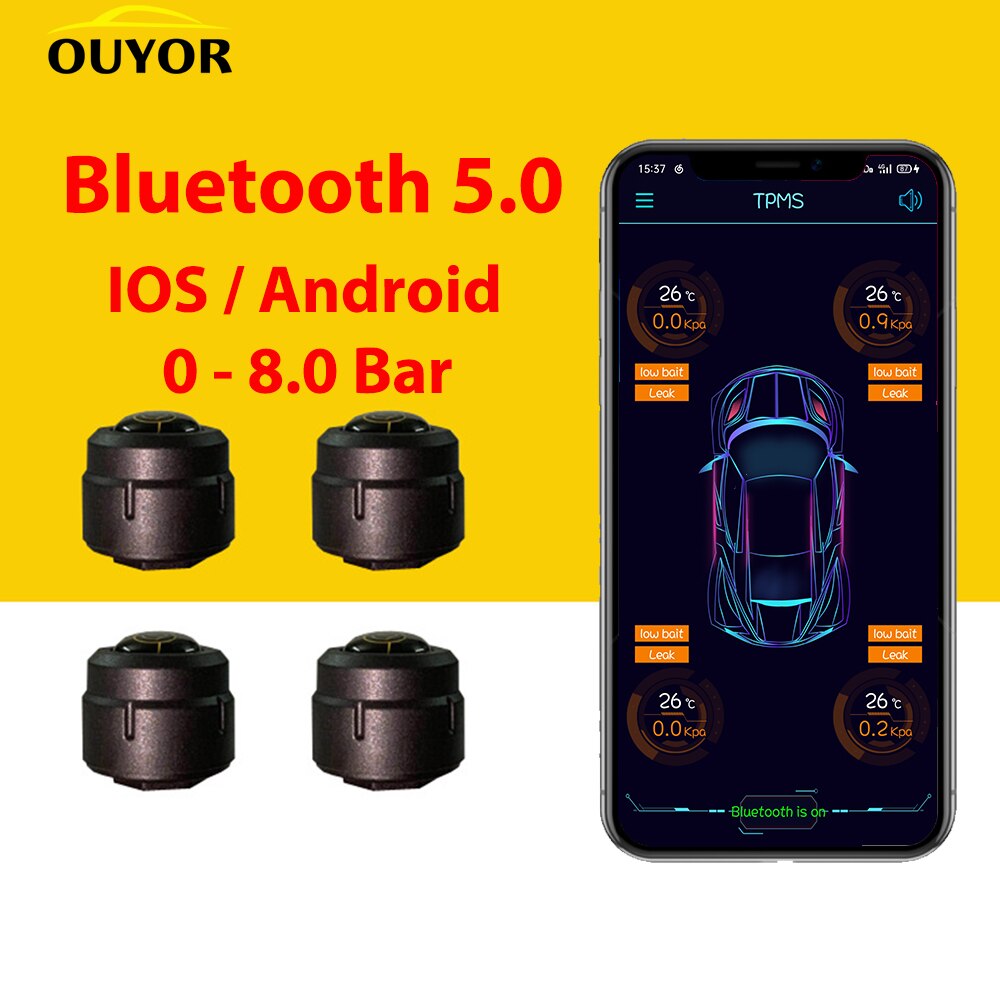 Motorcylce Tpms Android Ios Bluetooth 5.0 8.0 Bar Auto Led Display Externe Sensoren Bandenspanningscontrolesysteem Monitor