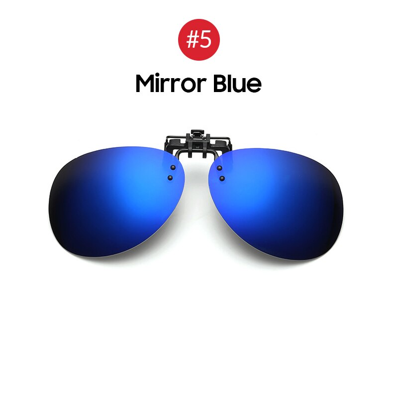 Rimless Round Flip up Clip on Oversized Men Polarized Clip Sunglasses Fishing Aviation Blue Mirror Big Size Driving Glasses: 5 Mirror Blue