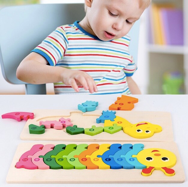 Montessori Wooden Educational Toys Children's 3D Animal Matching Puzzle Building Block Busy Board Preschool Educational Kids Toy