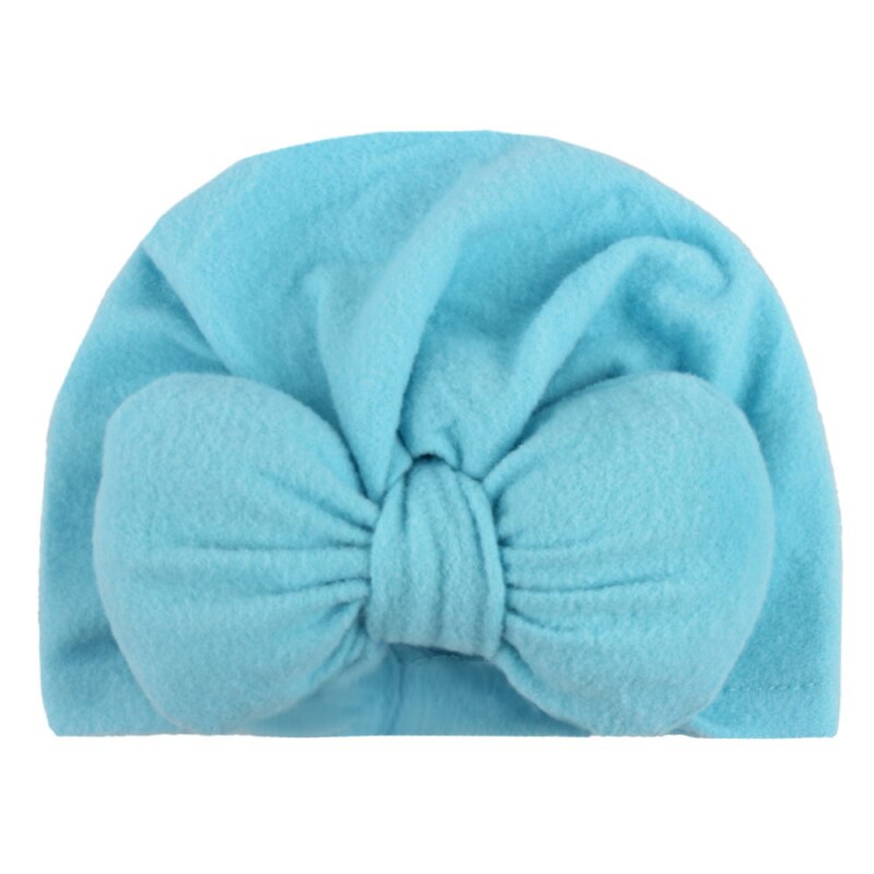 Cotton Hat Knotted Bow Headwear Baby Solid Color Indian Turban Newborn Toddler Kids Baby Boy Girl Warm Soft Cap: 03