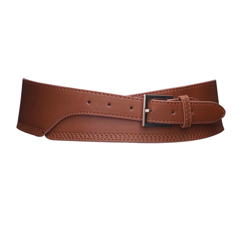Spring Autumn Women Lady Color Soft Pu Leather Wide Belt Self Tie Wrap Waist Mujer Dress Pants pasek damski: brown