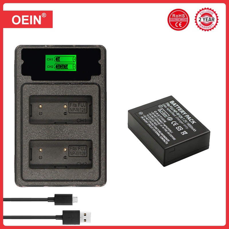 4 stk 1260 mah np -w126 np w126 np-w126s w126s batteri + ledet dobbel lader for fuji x-pro 1 xpro 1 x-t1 xt1,hs30 exr  hs33 exr x pro 1: Annen