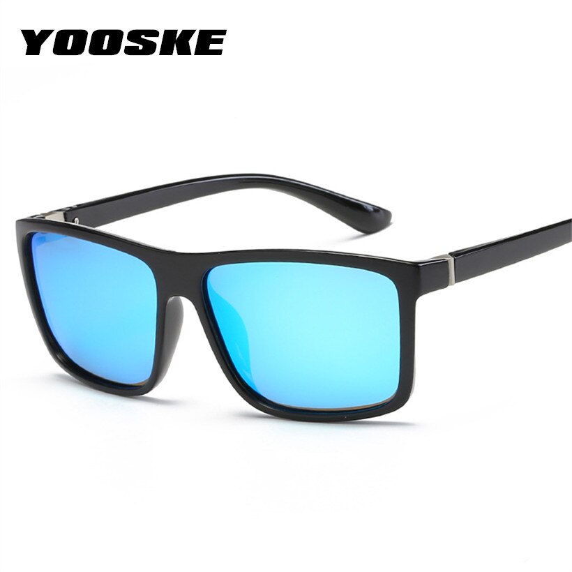 YOOSKE Retro Polarized Sunglasses Men Classic Brand Driving Sun Glasses Male Rectangle Sunglass UV400