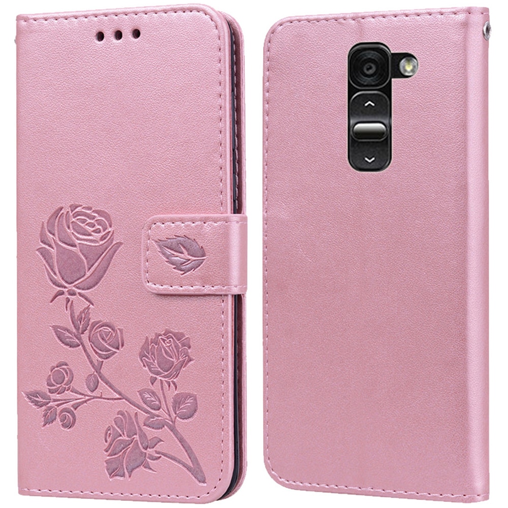 Luxe Leather Flip Book Case Voor Lg G2 D801 F320 D802 VS980 F340L G2 Mini Roos Bloem Portemonnee Stand Case telefoon Cover Bag Coque