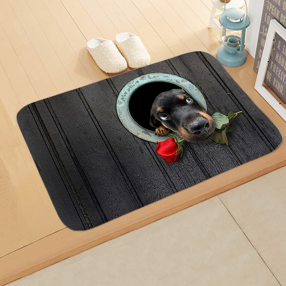 3D Dier Hond Gedrukt Mat Zachte Kant Strip Deur Mat Tapijt Slaapkamer Deur Vloer Gang Mat DDD26: 1