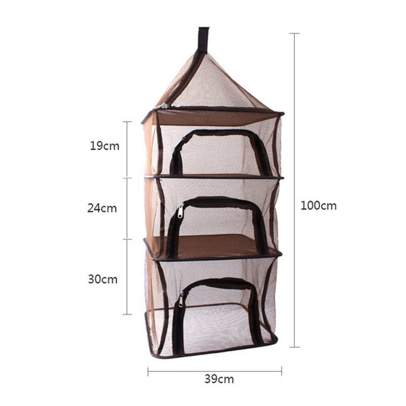 4 Layers Hanging Dry Net Foldable Mesh Storage Basket Fishing Drying Rack for Camping Picnic