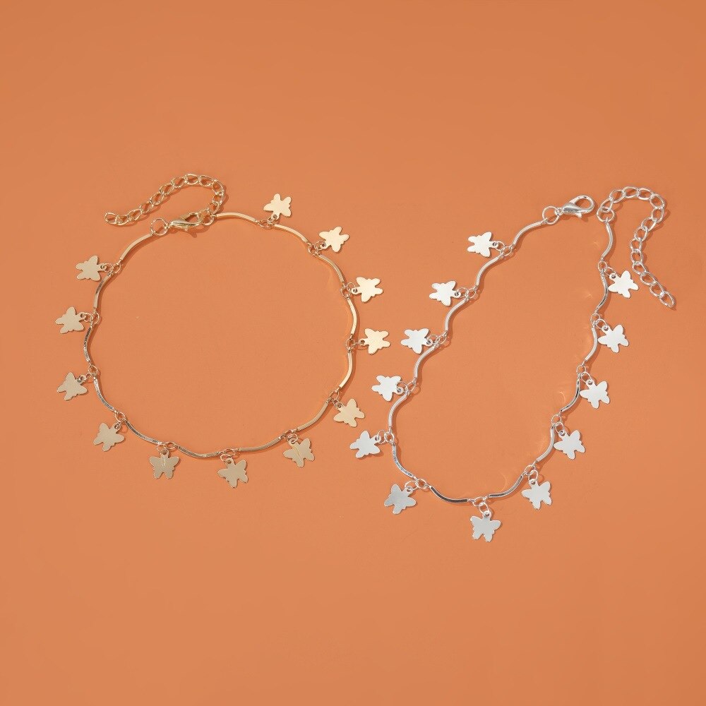 Women's Korean-Style Multi-Layer Tassel Pendant Butterfly Anklet Women's National Style Simple Beach Anklet